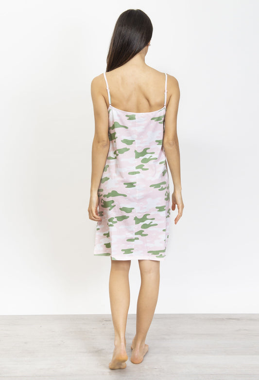 Camo Cotton Spaghetti Straps Nightgown