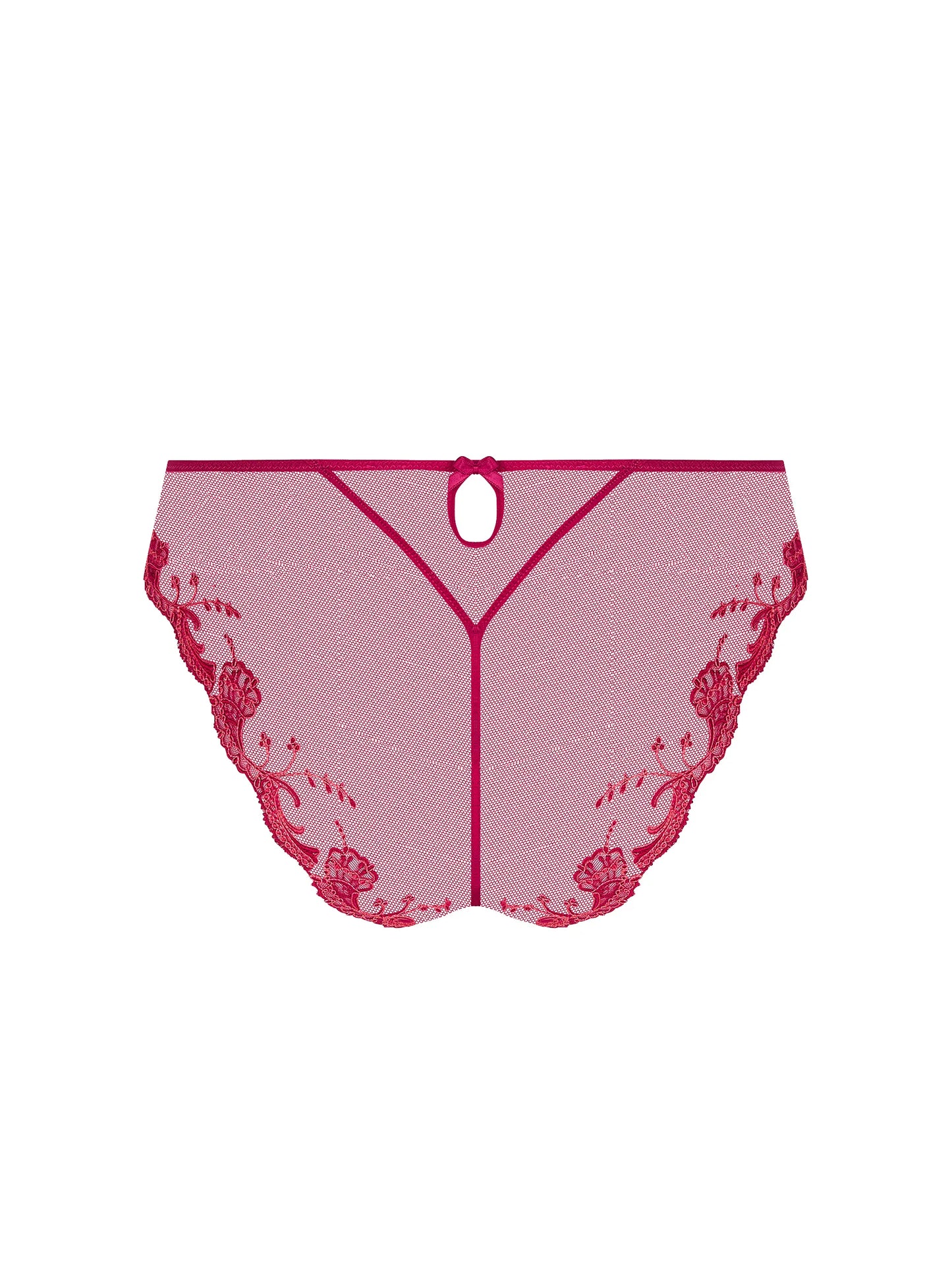 Pink lace lingerie on a white background