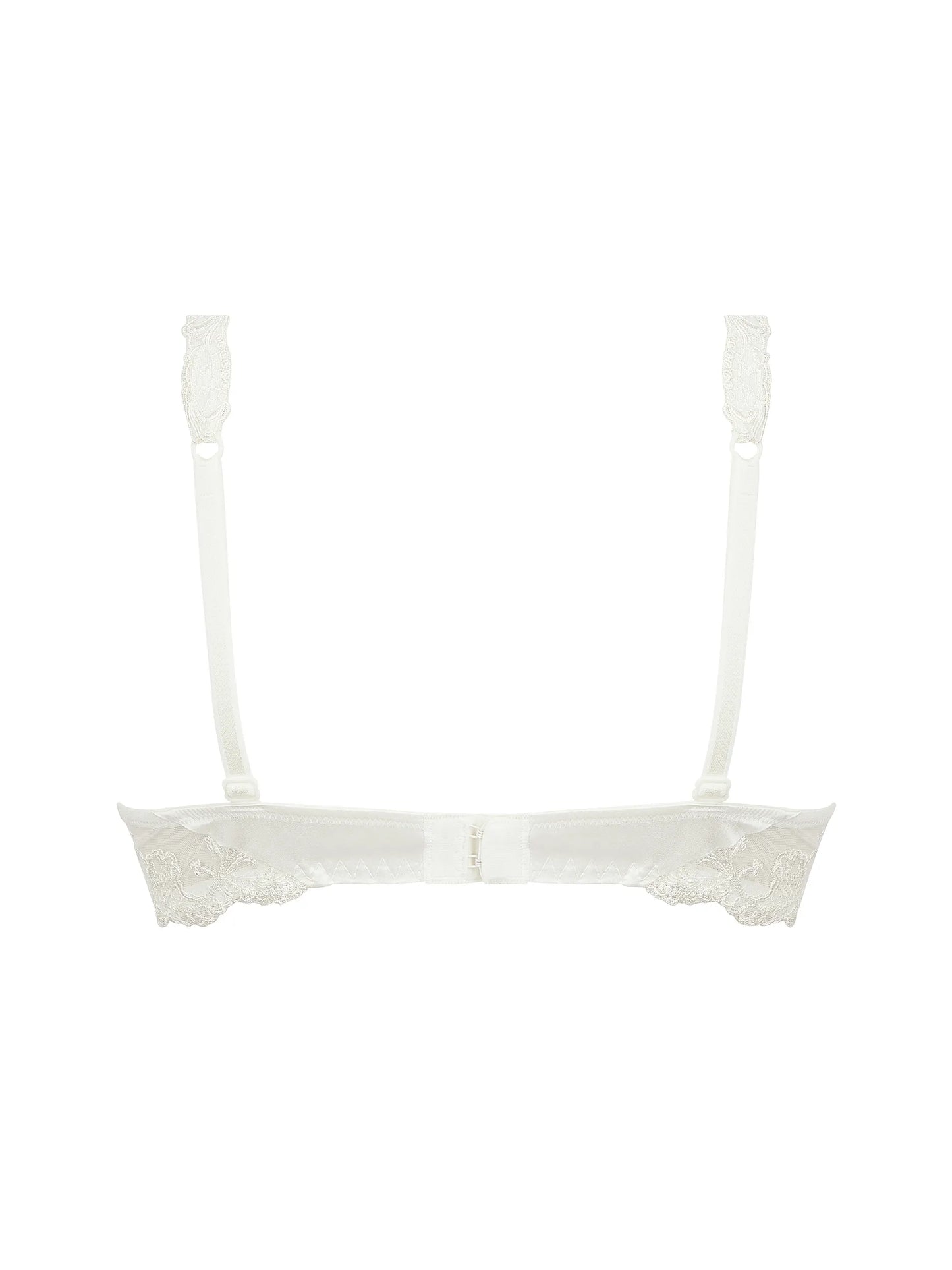 White lace bralette on a white background